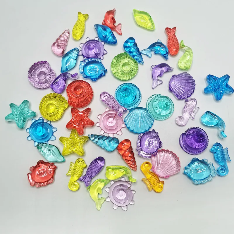 Camal 20PCS Colorful Acrylic Shell Starfish Conch Shape Kids Toys Stone Amusement Park Game Pieces for Board Games Accessories