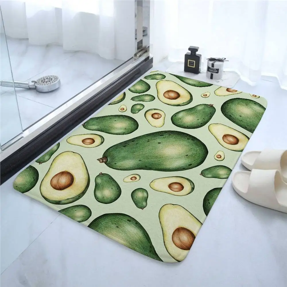 Alfombra absorbente de aguacate para baño, puerta Simple, resistente a la suciedad, para el hogar, cocina, alfombrilla para pies, alfombrilla de entrada