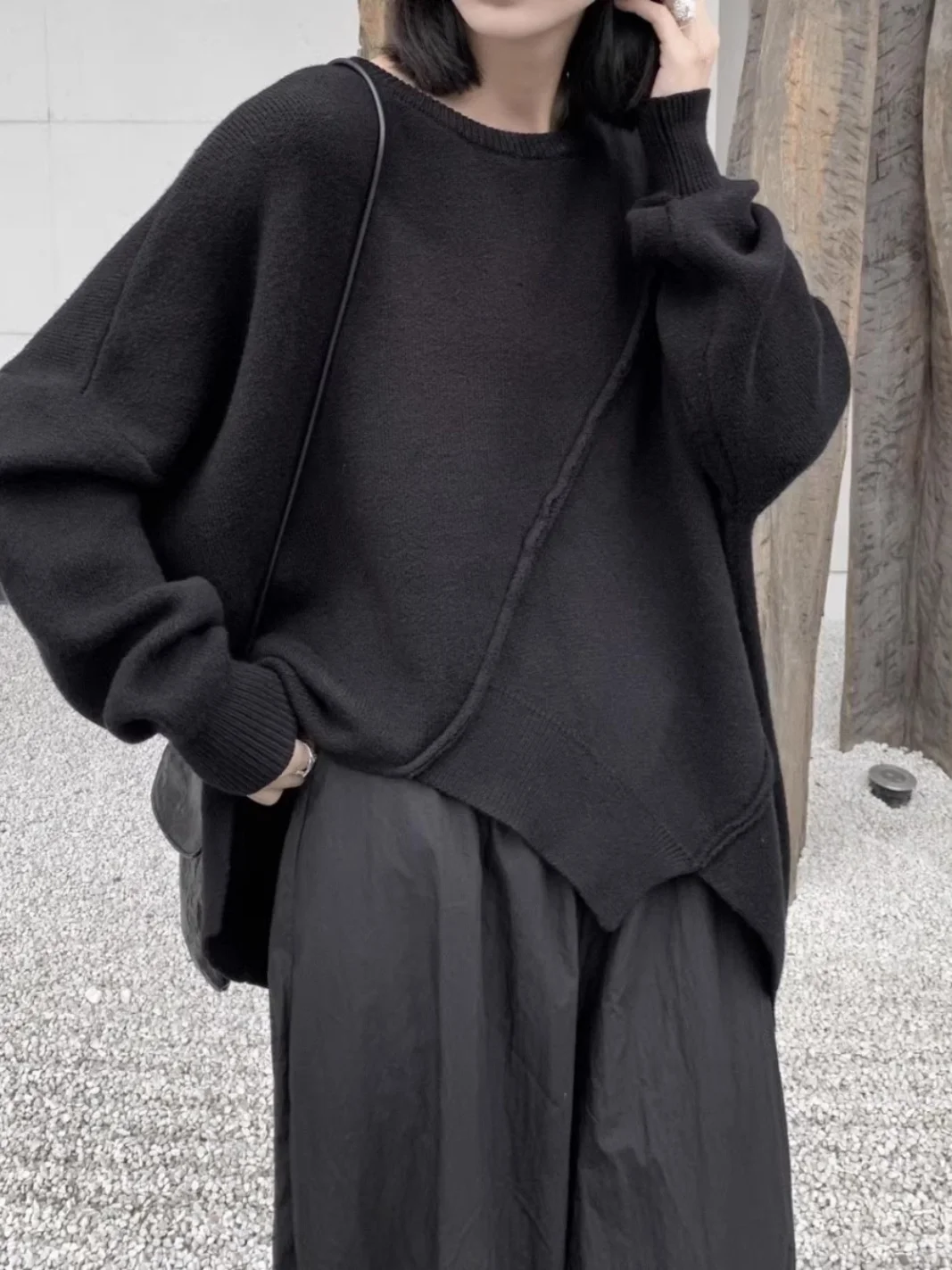 

Аутлеты, свободный женский вязаный свитер, осень-зима, цвет, асимметричный дизайн, круглый пуловер Ne для поездок на работу