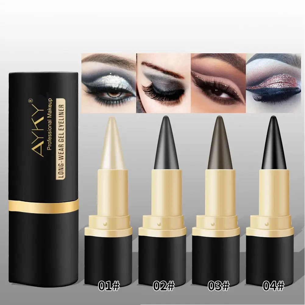 Black Eyeliner Pencil Waterproof Eye Enhancing Stick Solid Thick Gel Smooth 24 Hours Long Lasting Smoky Eye Liner Cosmetic