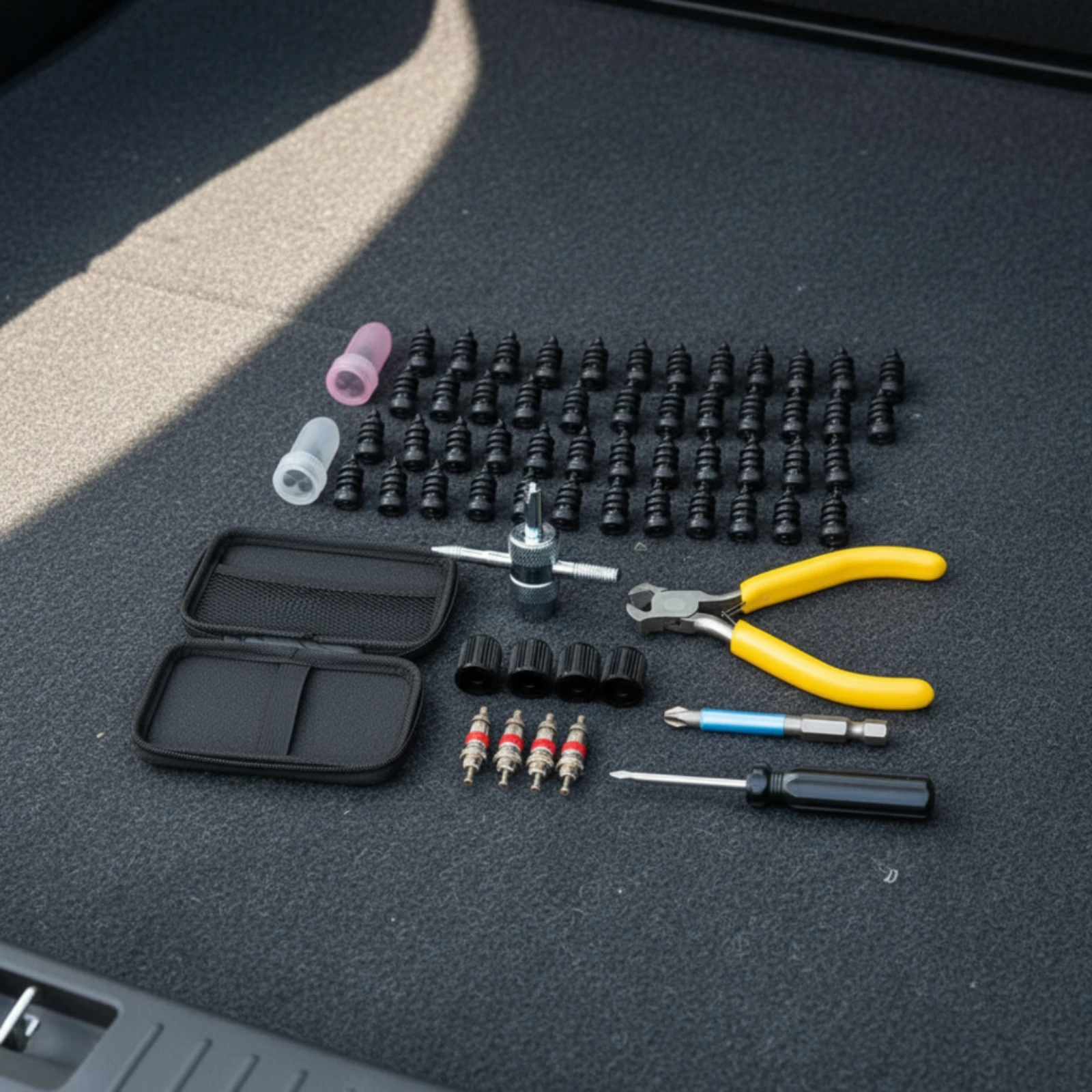 Tubeless Tire Repair Kit Professional Tire Plug Kit with Pliers Allall-Inclusive Quick for Car Owners, Glove Box