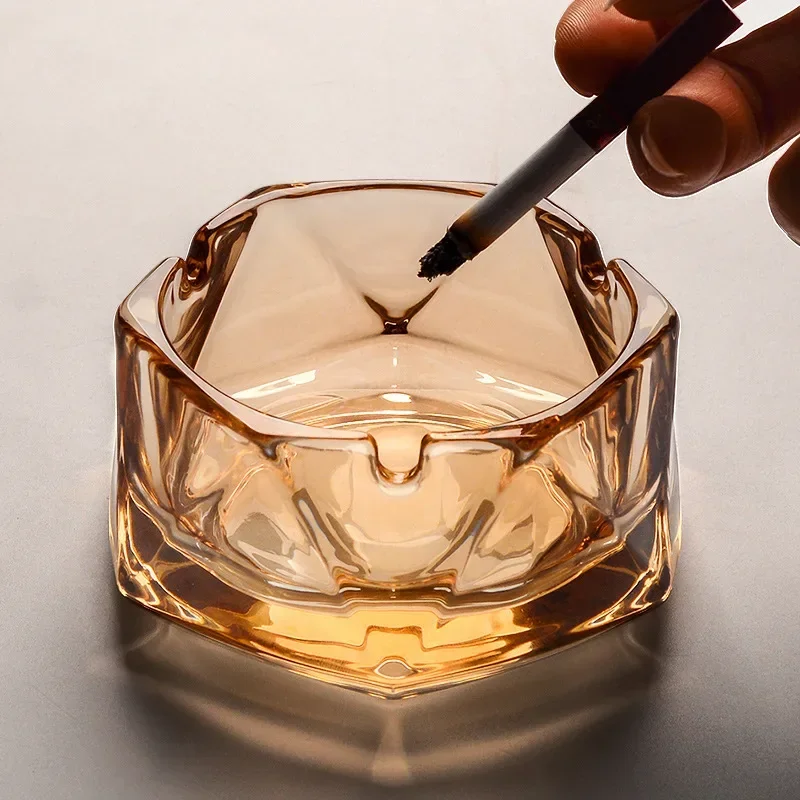 

Home Amber Glass Ashtray Anti Grey Gold Crystal Ashtray Creative Office KTV Hotel Restaurant Bar Art Decoration Accessories