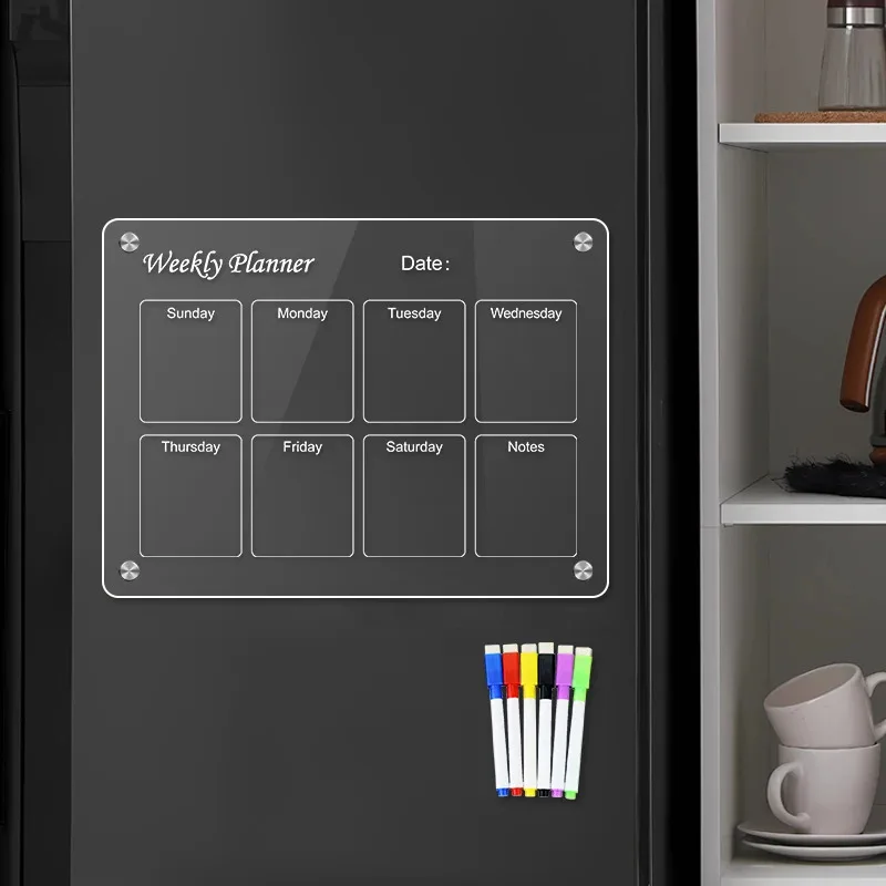 A4 واضح الاكريليك مغناطيس الثلاجة التقويم الشهري الأسبوعي مخطط شفافة الثلاجة المغناطيسي شخصية ملصق ديكو