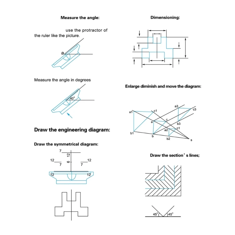 Pulley Centering Ruler Clear Professional School Household Craftsmen Protractor