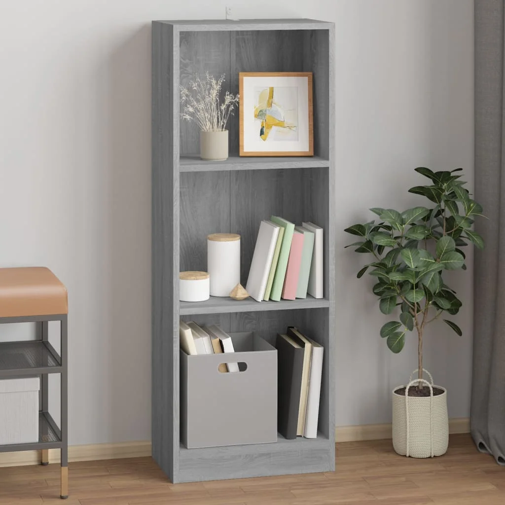 Bibliothek 3 Ebenen Sonoma grau 40x24x109 cm
