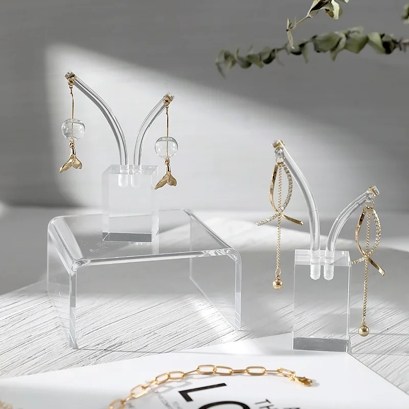 

Acrylic Jewelry Display Rack Window Counter Earring Display Stand Luxury Transparent Earring Storage Rack Jewelry Shooting Props