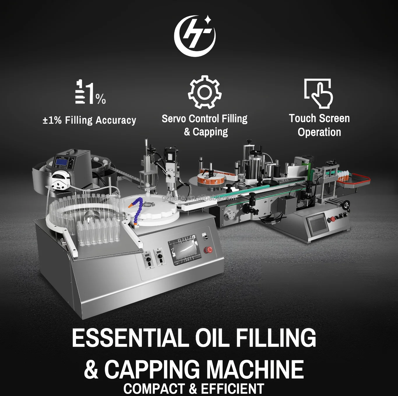 Horizontal Automatic Round Glass Vials Tube Filling Capping Machine Self-adhesive Sticker Labeling Machine