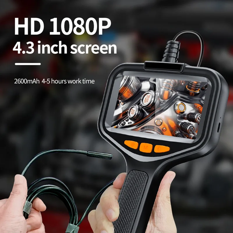 Single & Dual Industrial Endoscope Camera 4.3\'\' LCD Digital Handheld Borescope IP67 Waterproof HD1080P 8mm Pipe Sewer Camera