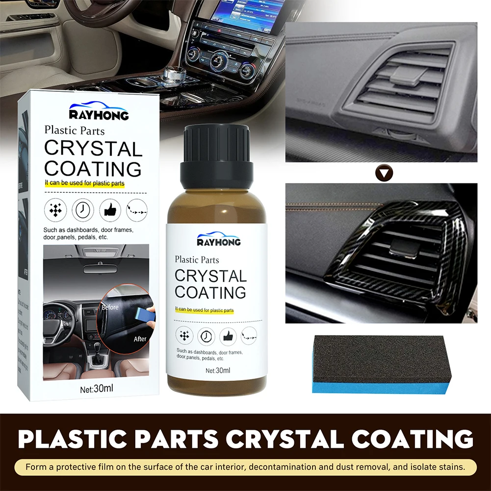 30ml Plastic Restorer for Car Easy To Use Plastics Parts Refurbishment Crystal Coating Refurbish Agent with Sponge Long Duration