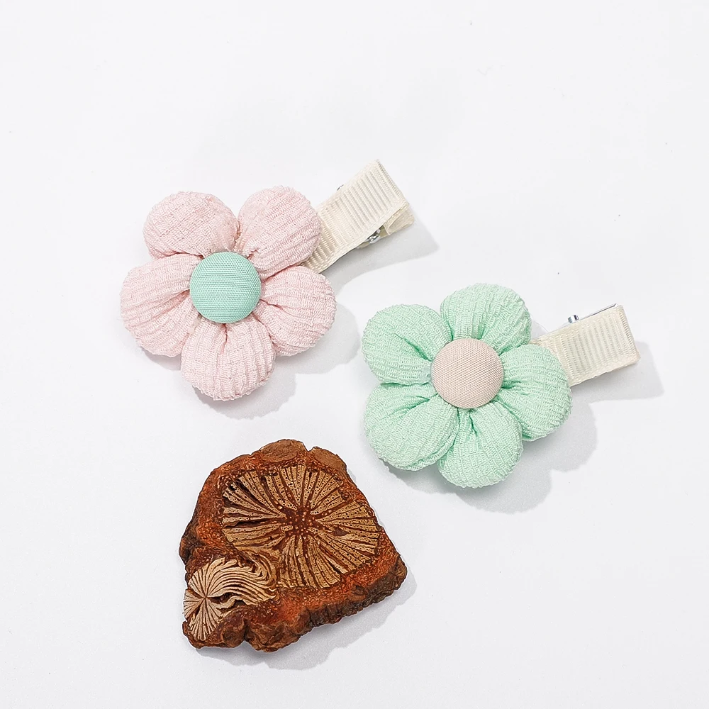 Cute Flower Kids Hair Clips Fully Lined Hairpins Handmade Floral Baby Girls Barrettes Princess Hair Accessories Photo Props Gift