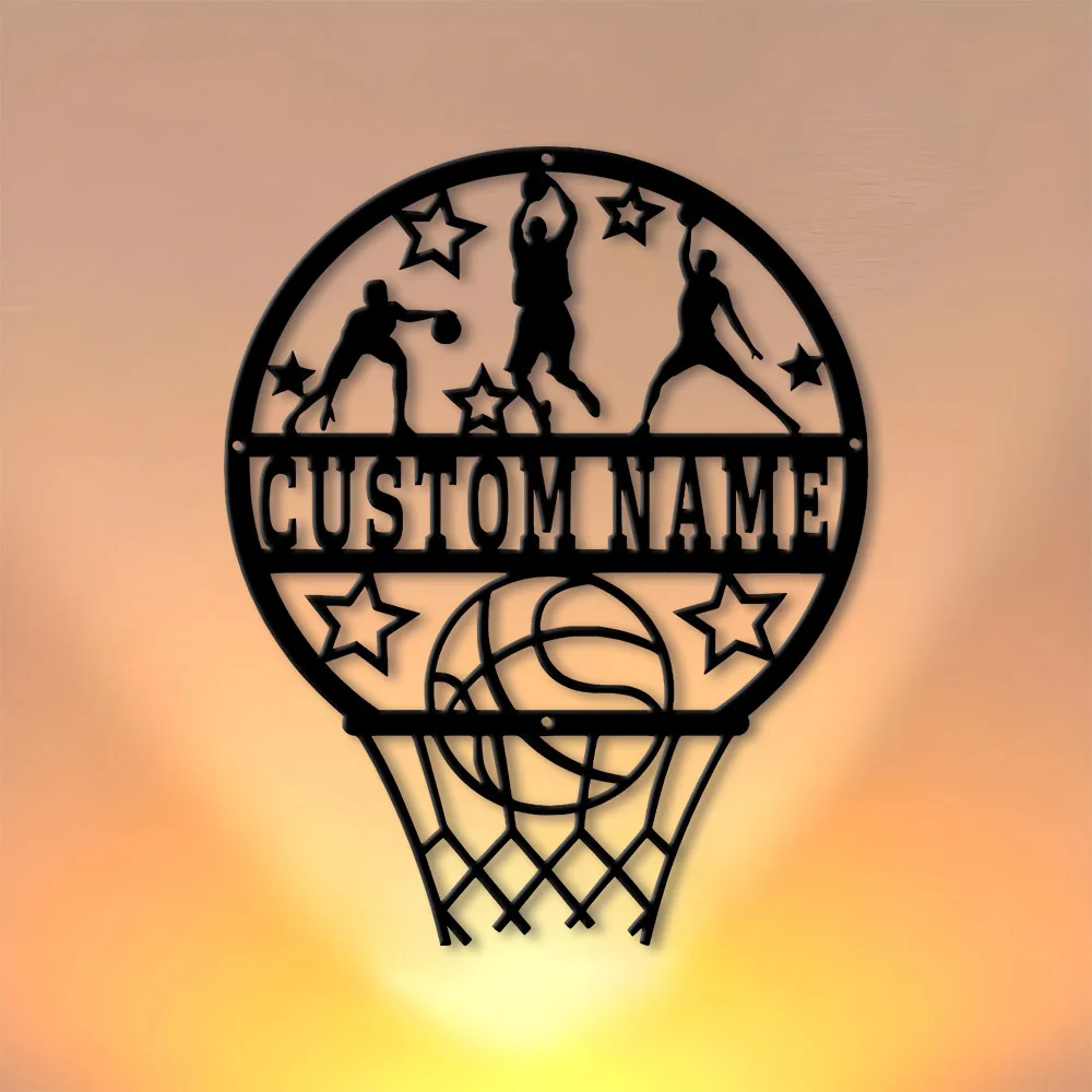 Customizable Iron Basketball Decorative Plaque, Personalized Wall Art Decor, Suitable for Sports Enthusiasts, Holiday Ornaments, view 5