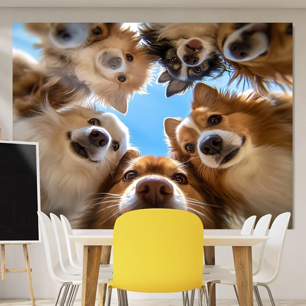 وجوه الكلب الرائعة جدار جدارية آلة قابل للغسل نسيج البوليستر ديكور لغرفة المعيشة غرفة نوم الحضانة مكتب النوم
