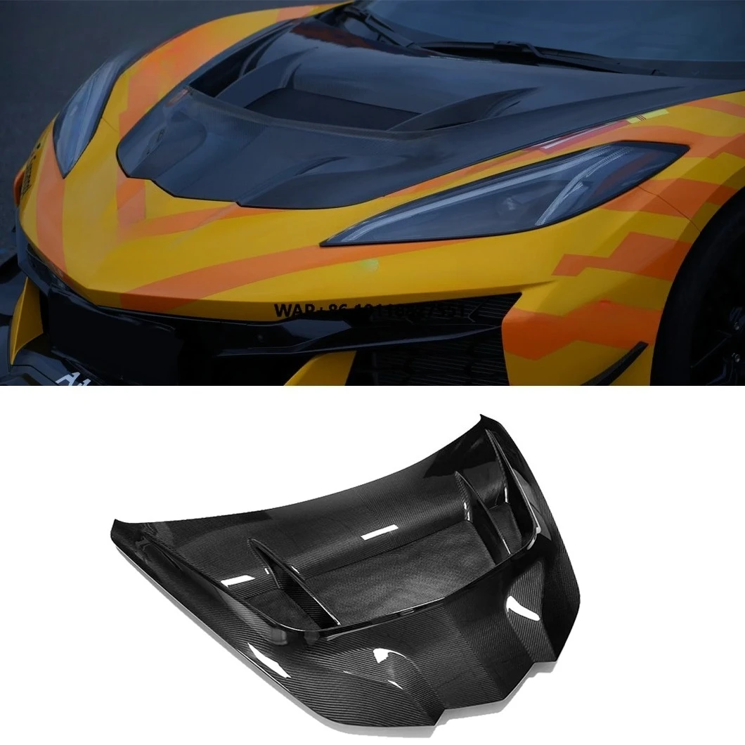 

Оптовая продажа: Капот из сухого карбона для Corvette C8 ZR1, стильный обвес, крышка двигателя