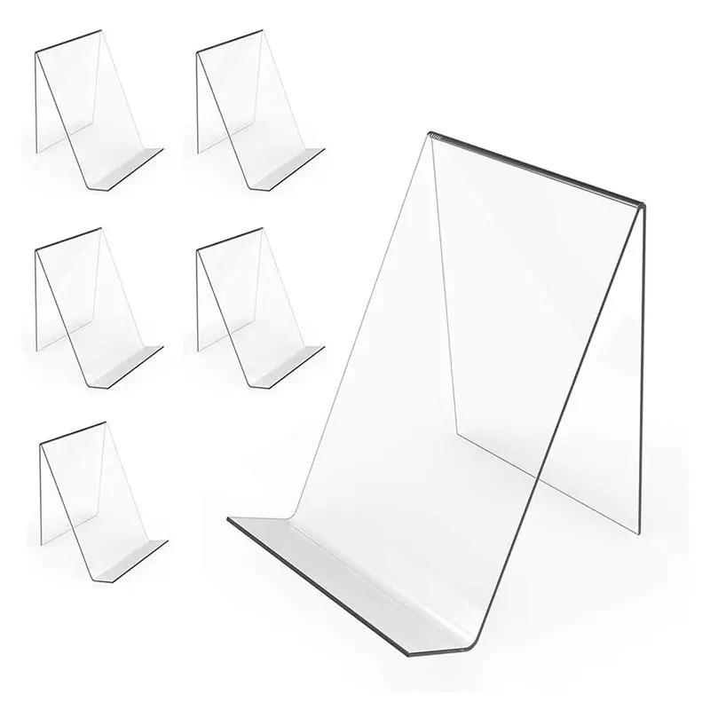 

AT84-6 Pack Acrylic Book Stand, Clear Book Display Easel, Acrylic Book Stand Holder For Displaying Comic Books, Albums