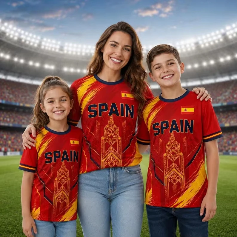 Spanish Football Jersey Casual T-Shirt Summer Top Sporty Style Essential For Outdoor Children's Training Wear Fashionable
