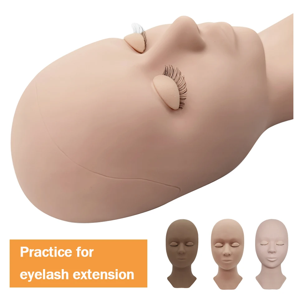 Eyelash Extension Silicone Practice Mannequin Model Head Replacement Eyelids Beginner Training Head Pads Facial Lash Makeup Tool