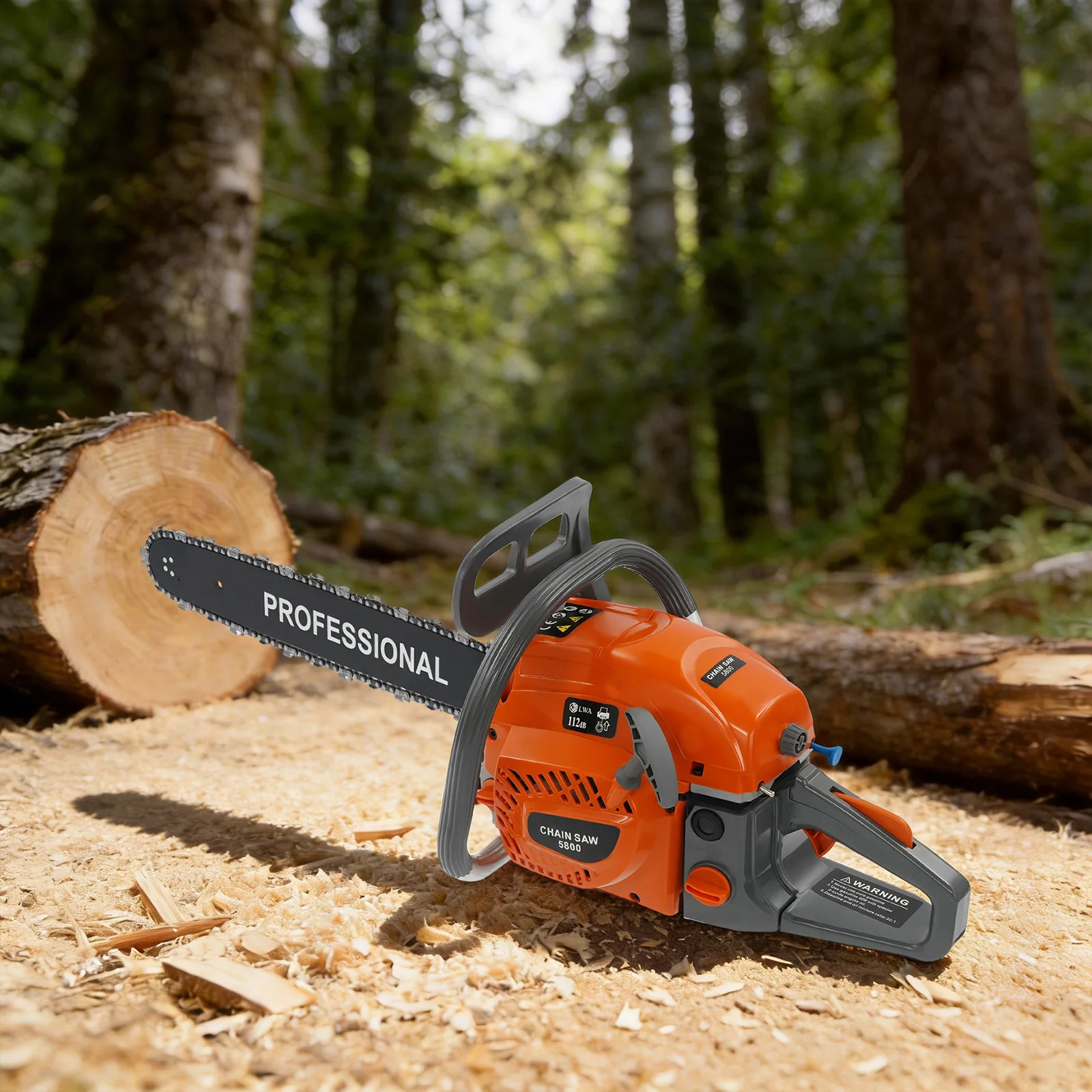 58cc Gas Chainsaw with 20 Inch Guide Bar, 2.4KW 2-Stroke Engine for Tree Felling and Branch Cutting