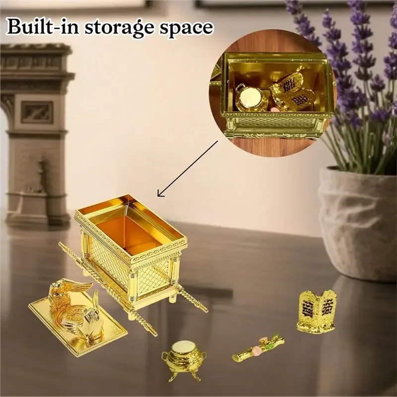 DTA4-Biblical Tabernacle with Aaron' S Rod, Manna& Stone Tablets-small Ark of the Model Covenant Replica for Collectors