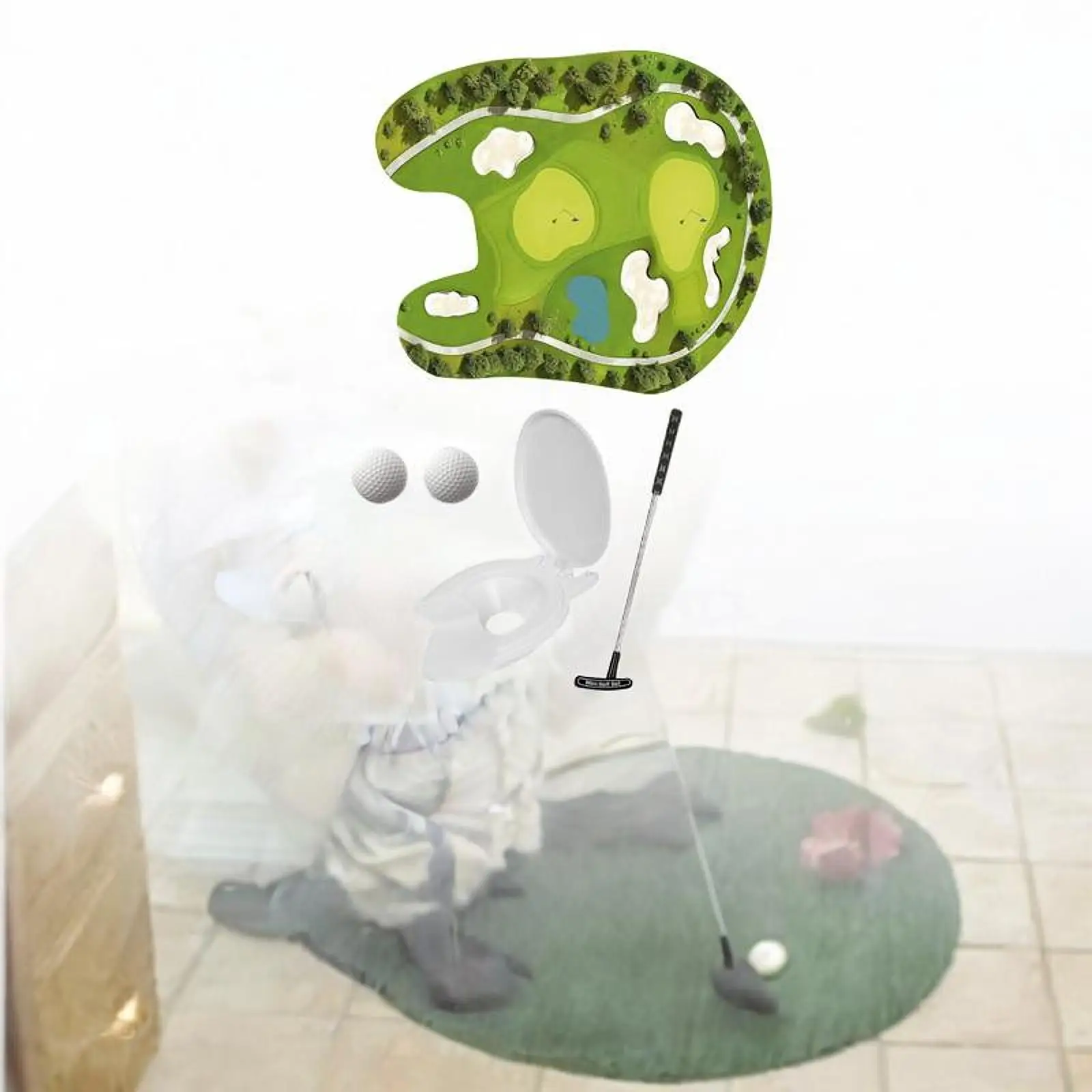 Toilet Golf Game Training Bathroom Mini Golf Toy Set for Men Grandpa Dad