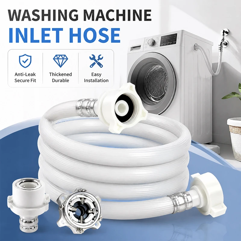 Universal 1m/1.5m/2m Washing Machine Inlet Hose, Anti-Burst Leak-Proof & Anti-Detachment 3/4