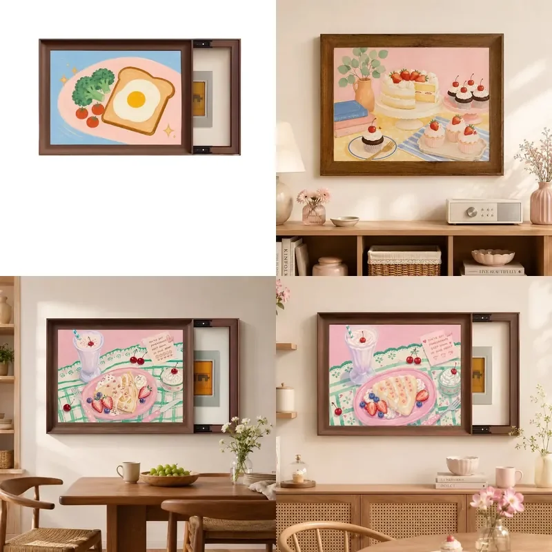 Dopamine Retro Cartoon Meter Box Decorative Painting 2026 New Distribution Box Shielding Non Punching Switch Box Hanging Art