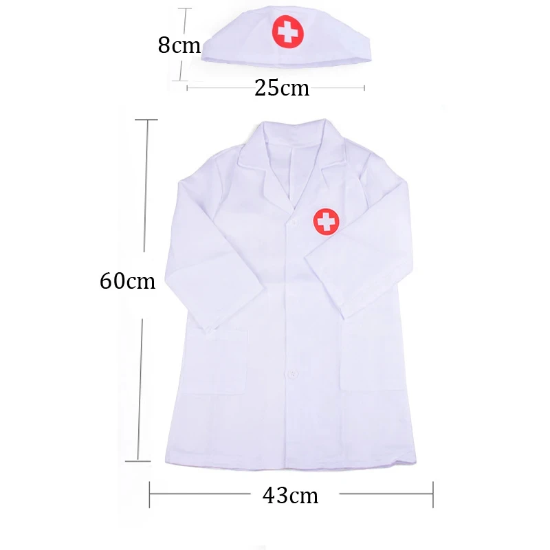 Simulated Doctor Toy Pretend Play Doctor Nurse Work Uniform Cross Coat with Accessories Household Games for Children TMZ