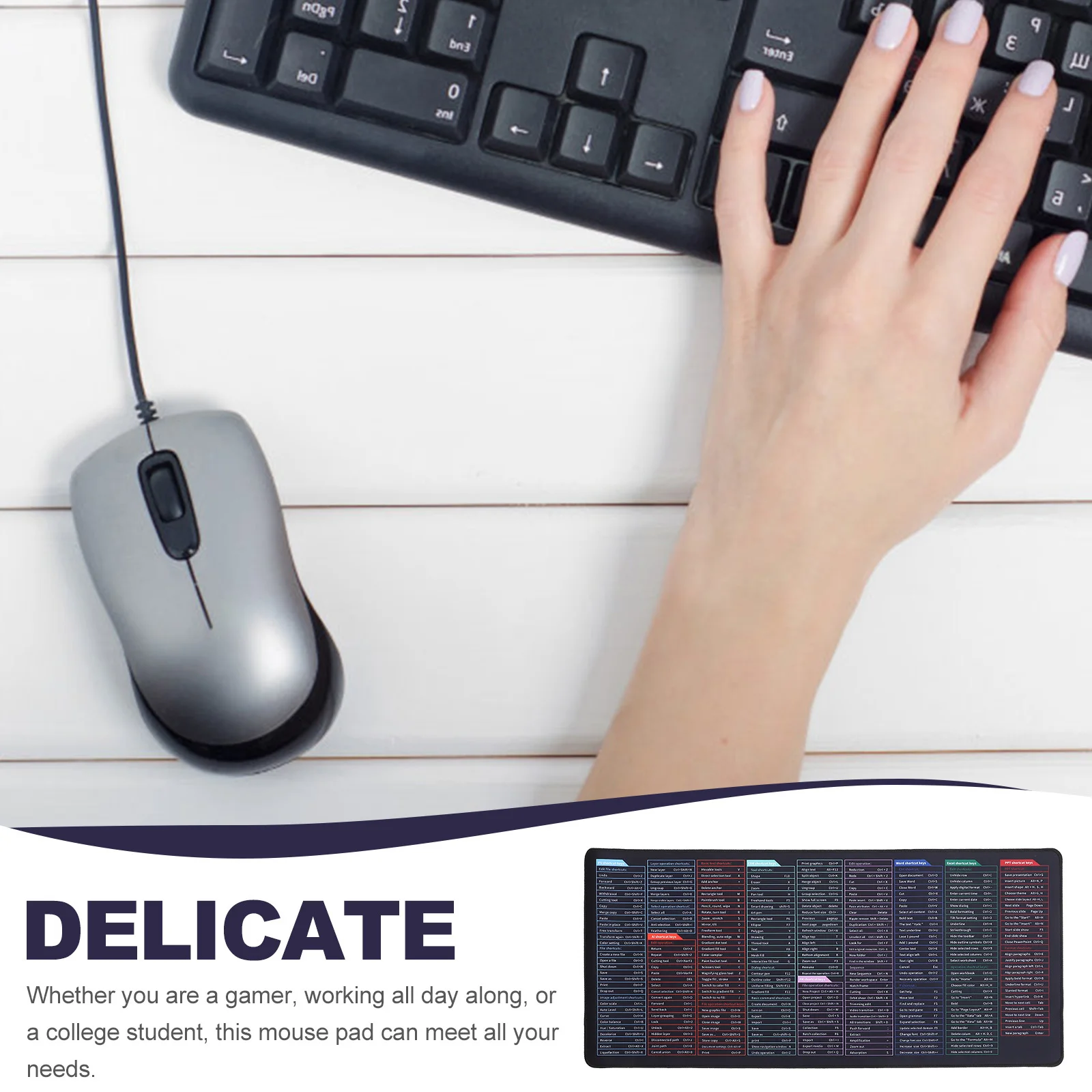 

Anti Slip Keyboard Pad Rubber Bottom Large Gaming Desk Mat English Keys Keyboard Mouse Pad Office Decor Computer Desk