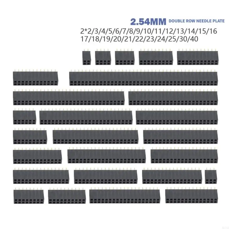 2.54 mm Two-Row Female Header, Dark Board-Mount Solder Post Part for Circuit Assembly and Electronics Repair Projects M4YD