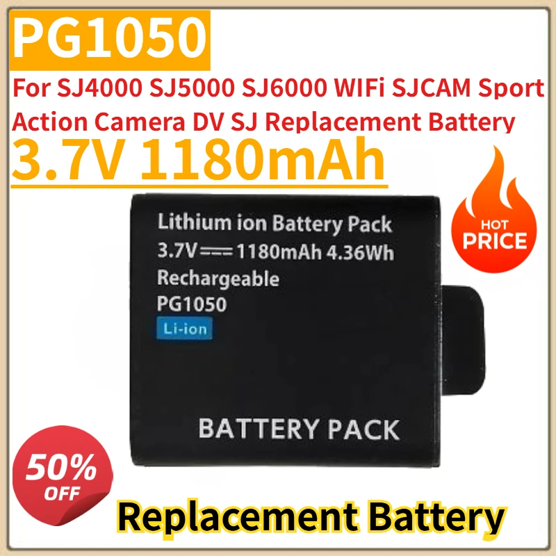 

New 3.7V 1180mAh PG1050 Camera Battery For SJ4000 SJ5000 SJ6000 WIFi SJCAM Sport Action Camera DV SJ Replacement Battery