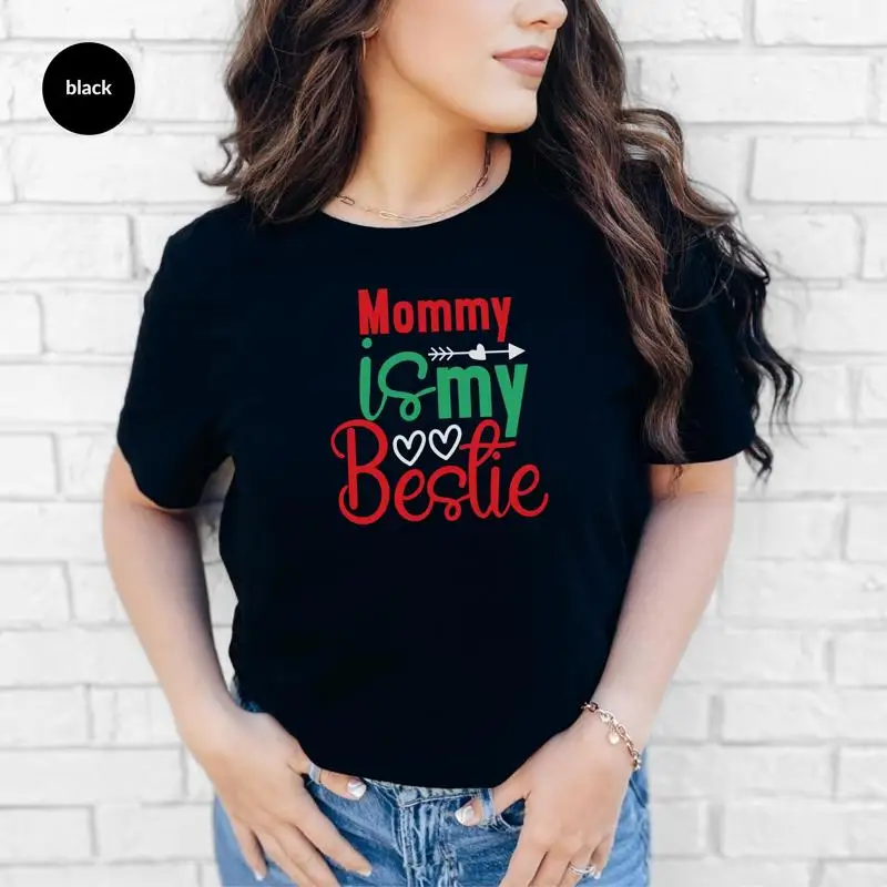 Футболка «Мама — моя Bestie» «Мама и я», очаровательный день матери для мамы, лучший друг, счастливый друг