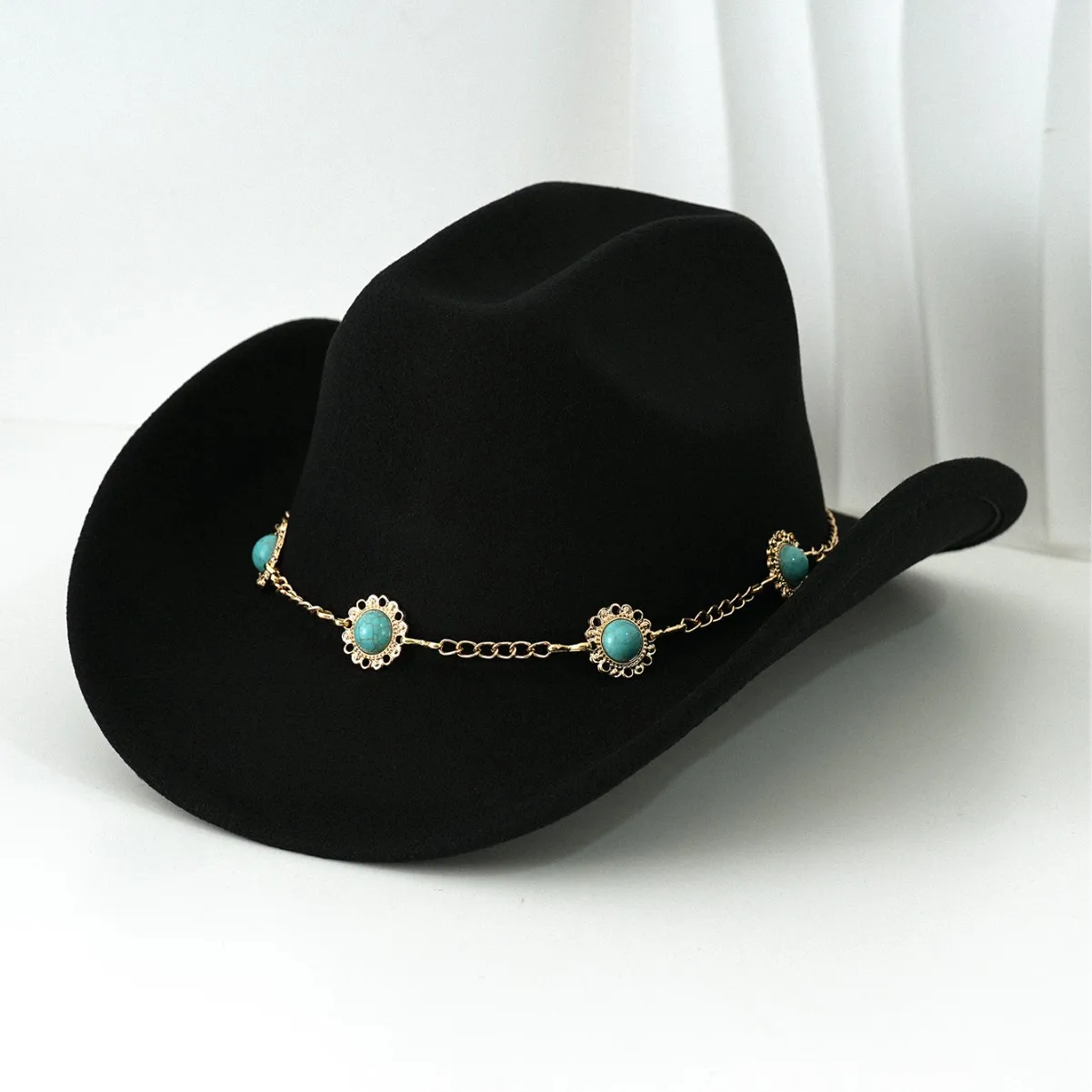 

HongLuan, черные ковбойские шляпы из фетра в богемном стиле, женские ковбойские шляпы в стиле вестерн, женский костюм пастушки, ковбойские аксессуары для мужчин