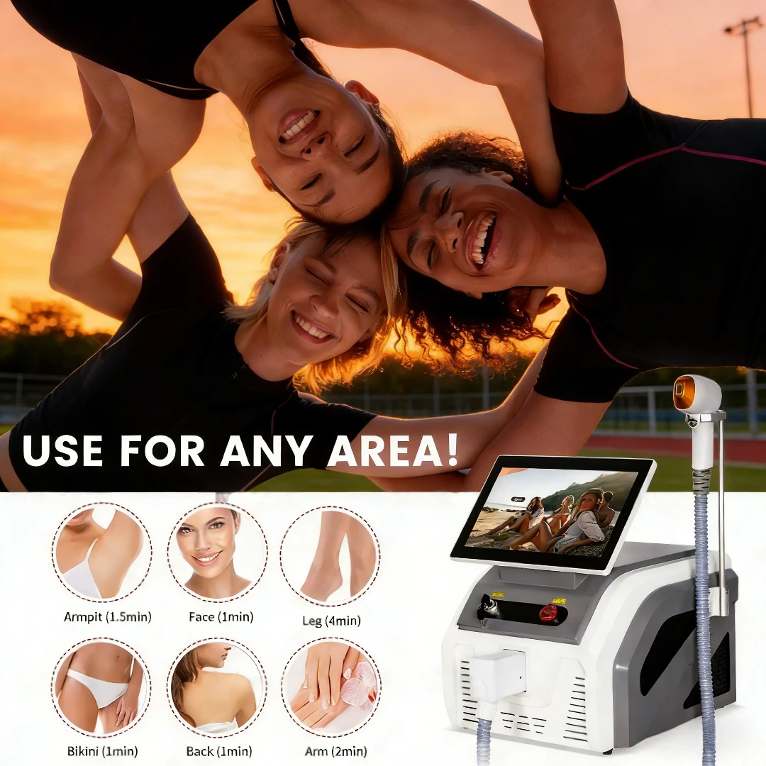 

Professional Freezing Point Laser Hair Removal Machine 755/808/1064nm Painless Permanent Skin Rejuvenation Device Hot Sale