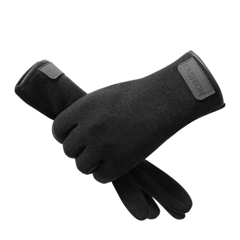 

Fashion Five Finger Full Finger Mittens Warm Windproof Thin Fleece Gloves Korean Style Soft Cycling Gloves Men