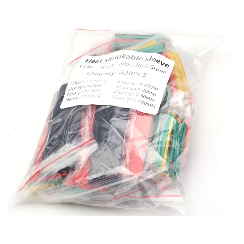 328PCS heat shrinkable tube insulation sleeve flame retardant 2: 1 electrician household wiring color heat shrinkable tube