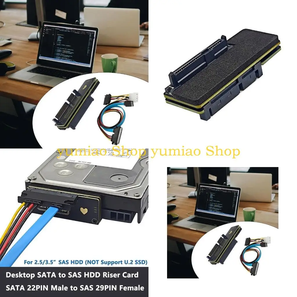 

587B 6Gbps 22Pin to 29Pin Converter Cable Risers Card for 2.5/3.5inch HDD States Disk