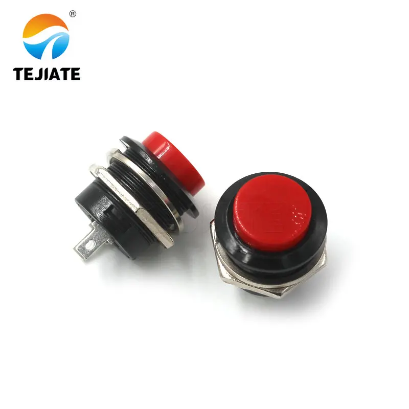 2PCS button switch button jog switch R13-507 16MM circular self-locking reset switch, 2 red and green