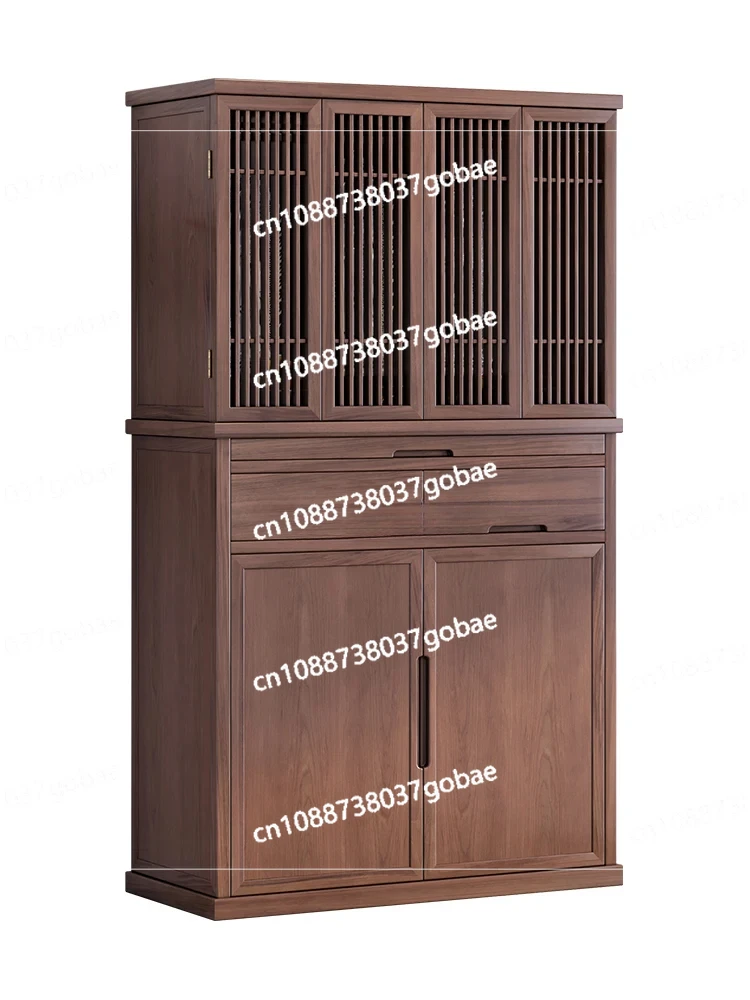 New Chinese Style Clothes Closet Black Walnut Household Minimalist Cabinet with Door God of Wealth