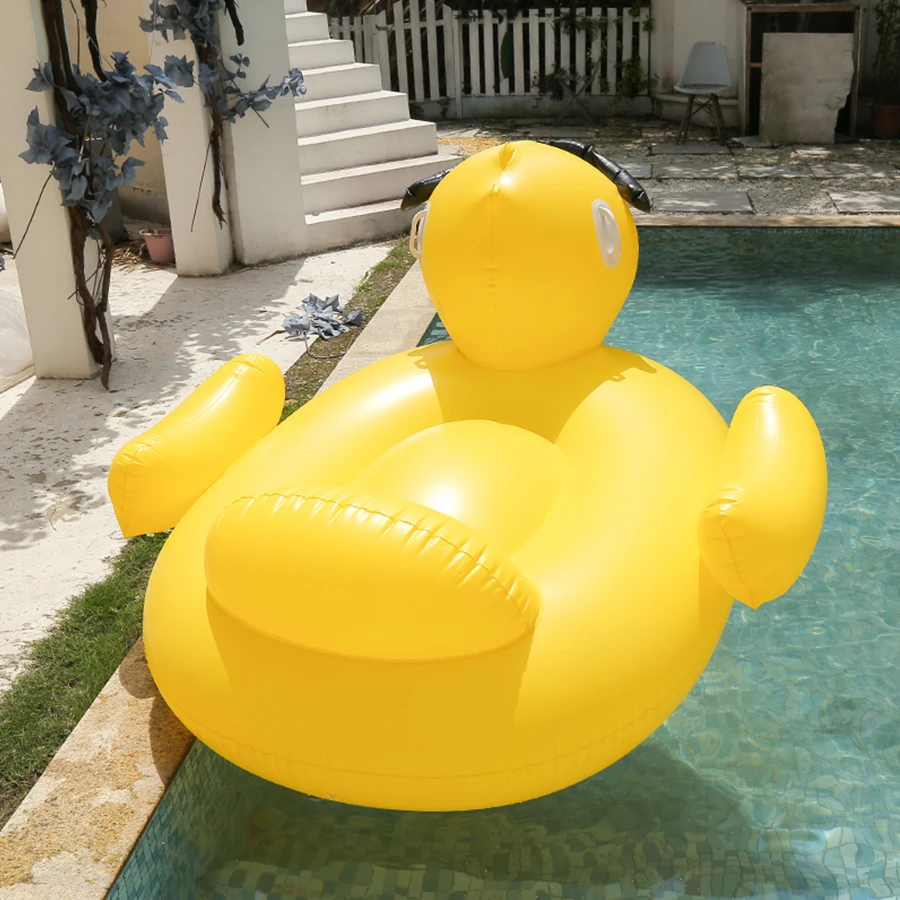 Summer water mount floating raft inflatable big yellow duck swimming circle enlarged and thickened adult outdoor water play toy