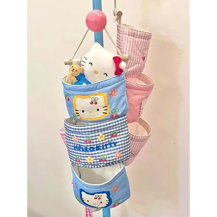 Sanrio Hello Kitty 3 pezzi sacchetti portaoggetti appesi Kawaii Anime camera da letto porta a parete articoli vari biancheria intima calzini armadio