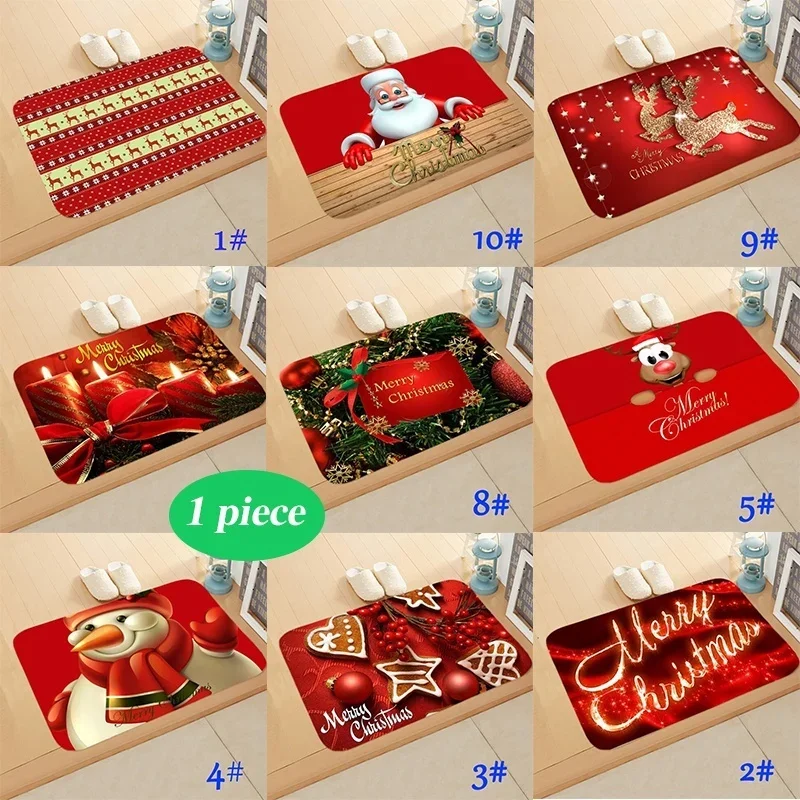 1Pc Random Christmas Floor Carpet Door Mat Outdoor Rugs for Home Room Holiday Xmas Natale Decoration Gift 40*60cm