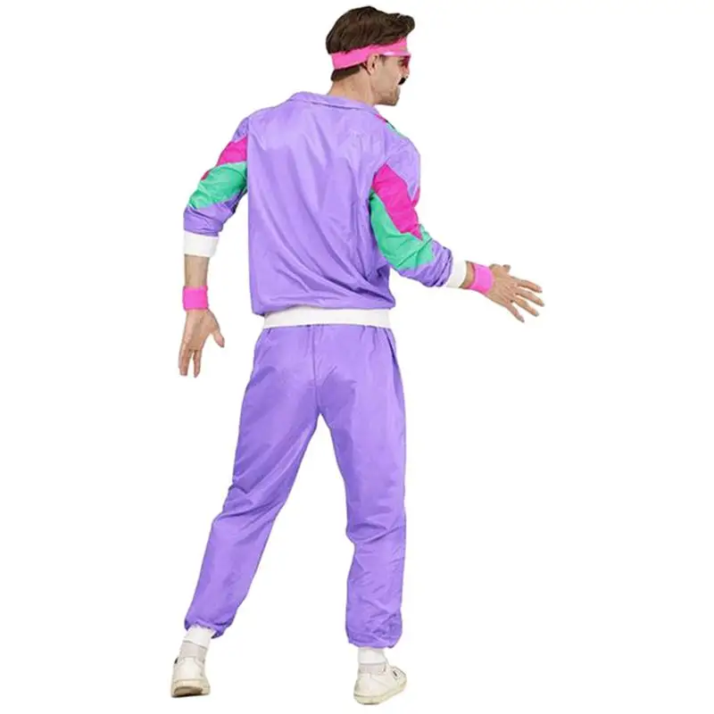 

80s Costumes For Women Long Sleeve Women Disco Tracksuit Set Retro Couple Zipper Sports Jacket Carnival Masquerade Clothing