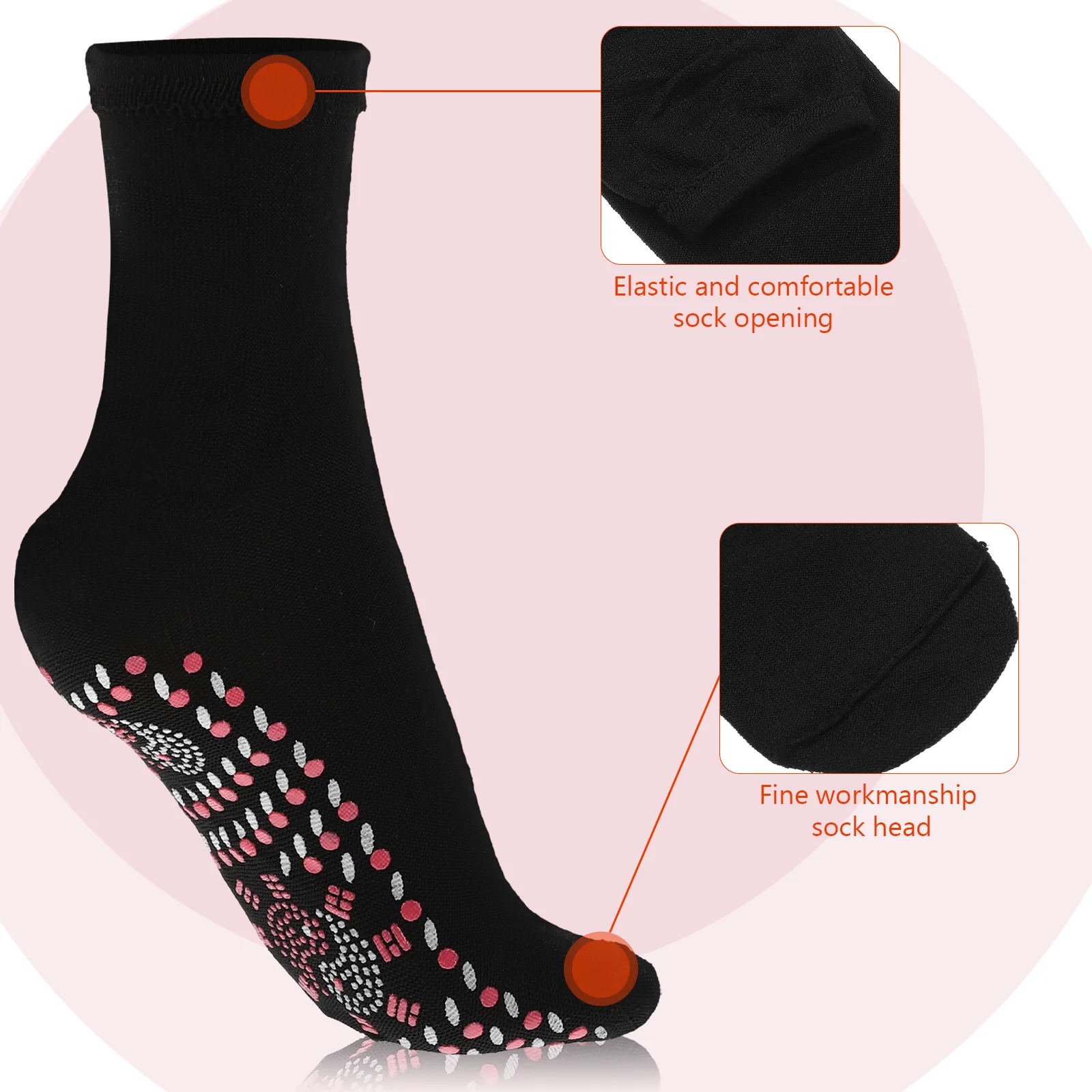 4 Pairs Thermal Mid calf Heating Socks Cotton Foot Warmer Massage Silicone Spots Design Warmth Breathable Soft Comfortable