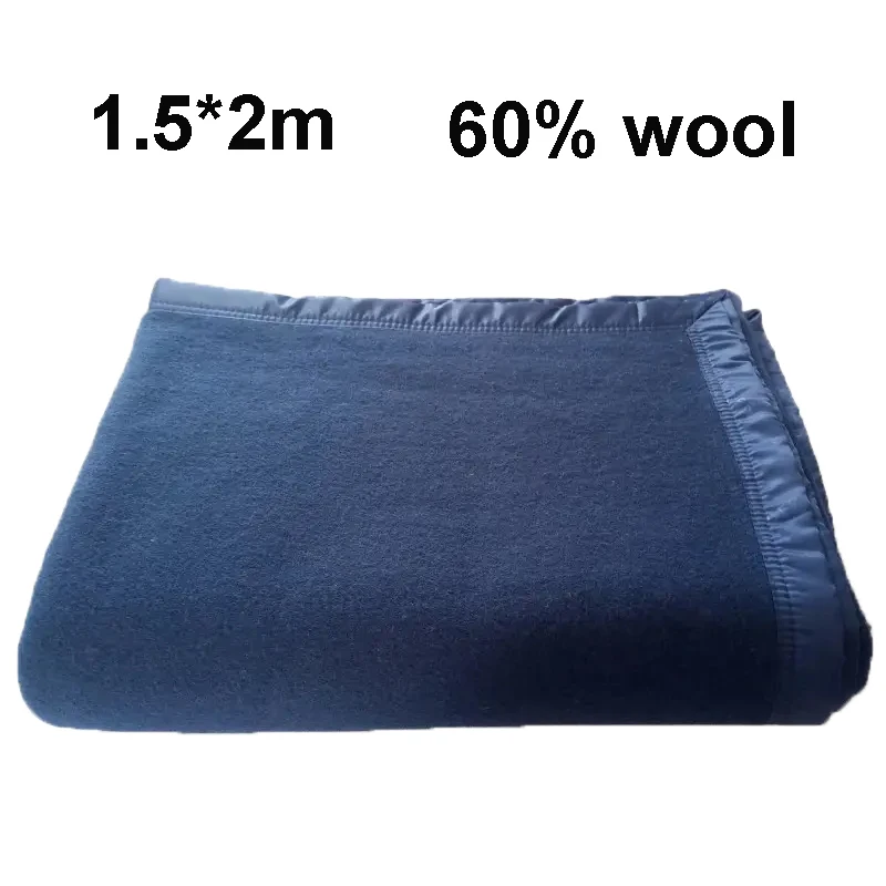 60% Wool Blankets 1.5*2m Warm Comforter Blue Wool Blanket For Winter Spring Autumn Adult Children Camping Sofa Dormitory Bedding