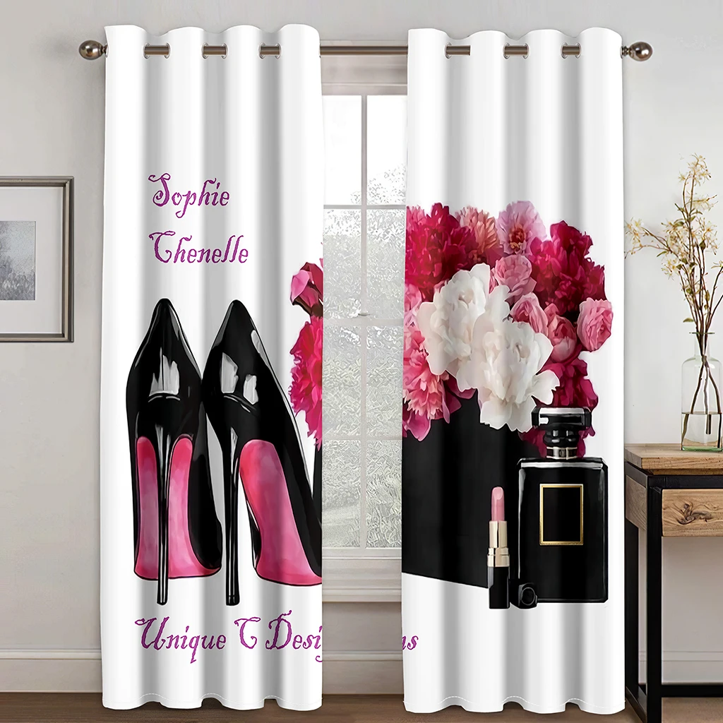 Elegrance Luxury Brands Designer Modern Perfume Heels  Free Shipping Thin 2 Panels Window Curtain for Bedroom Living Room Decor