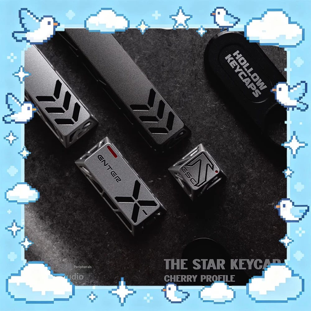 

PBTfans Peripheral Hollow PC Keycaps Metal Factory Height Keyboard Keycaps CNC Hollow Aluminum Alloy For PC Accessories Gifts