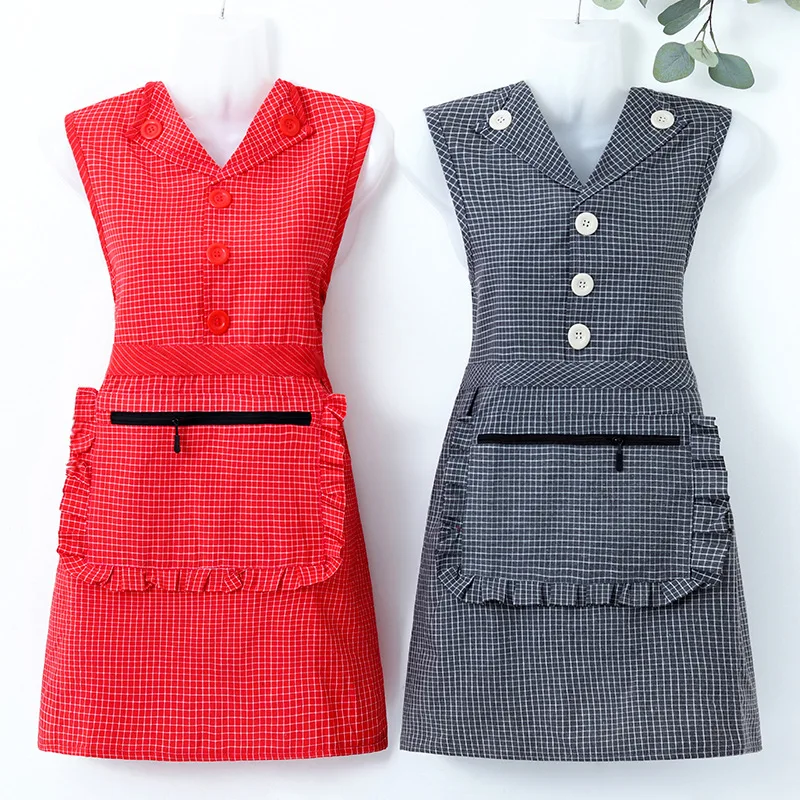 

Фартук с лацканами, оптовая продажа, защита от загрязнения масла, женская кухня, бытовой Douyin, прямая трансляция, молния, большой карман