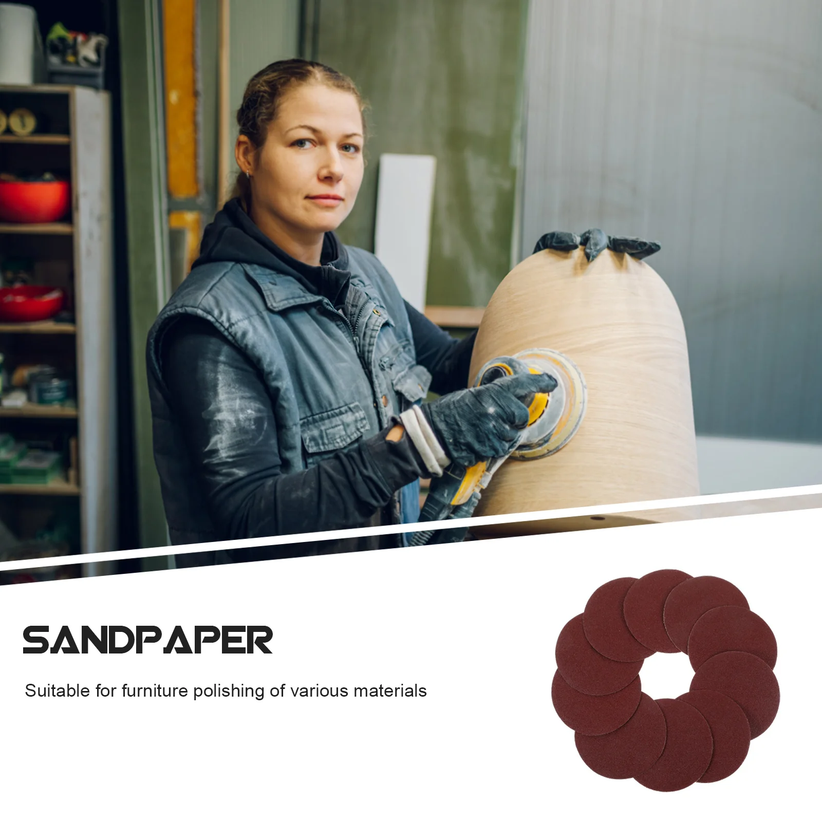 

50 шт. флокированные диски для наждачной бумаги, оксид алюминия, самоклеящиеся шлифовальные подушечки, идеально подходят для шлифовки, полировки дерева, металла, пластика