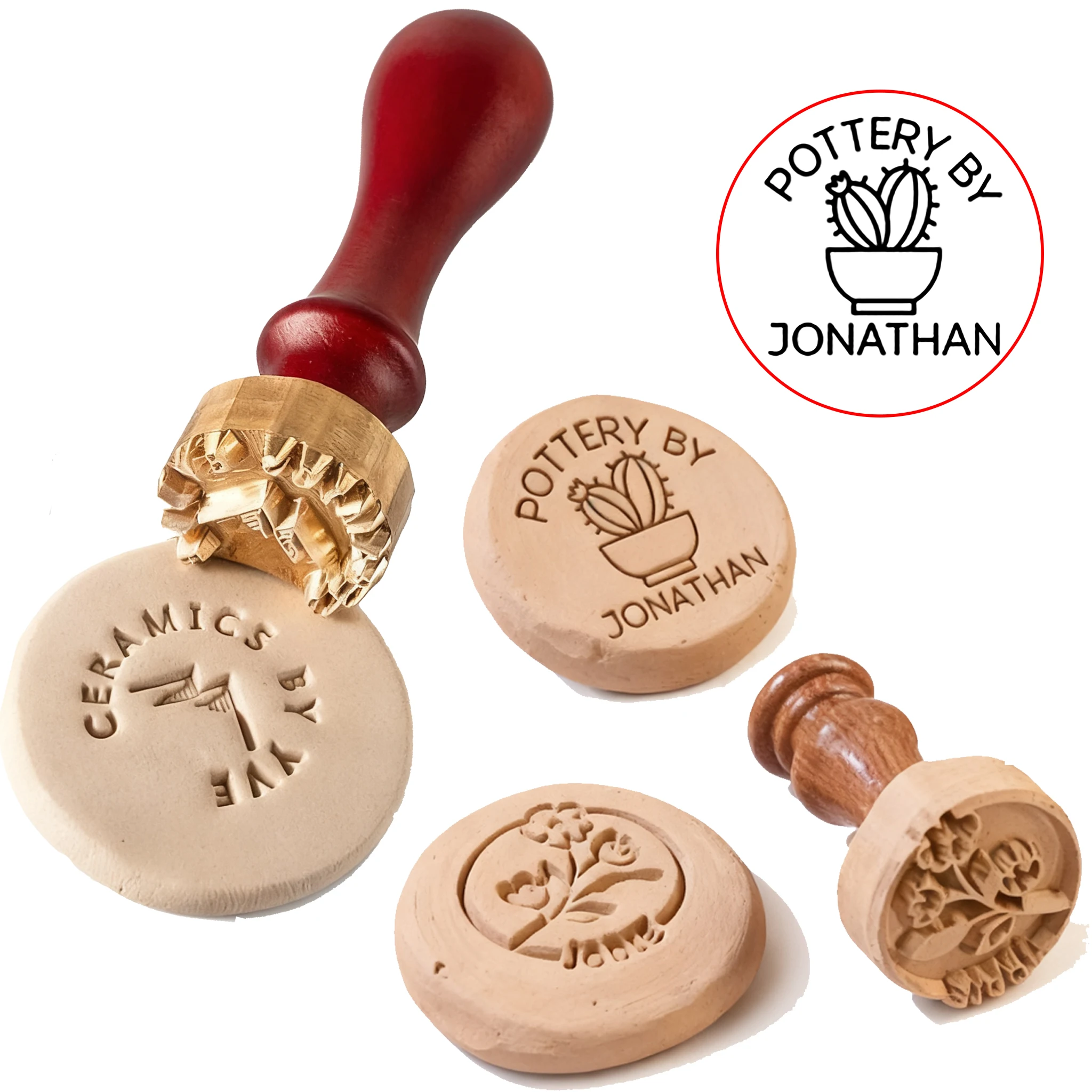 Cerâmica por carimbo de cerâmica personalizado para design de logotipo de argila carimbo personalizado para artesanato de cerâmica diy presentes artesanais