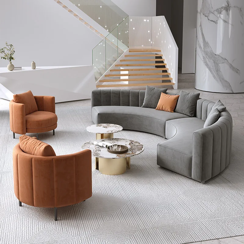 أريكة دائرية مقطعية لصالة الفندق وكبار النادي والفيلا ومجموعة متينة للمراكز والشقة مع مادة تعبئة إسفنجية #1