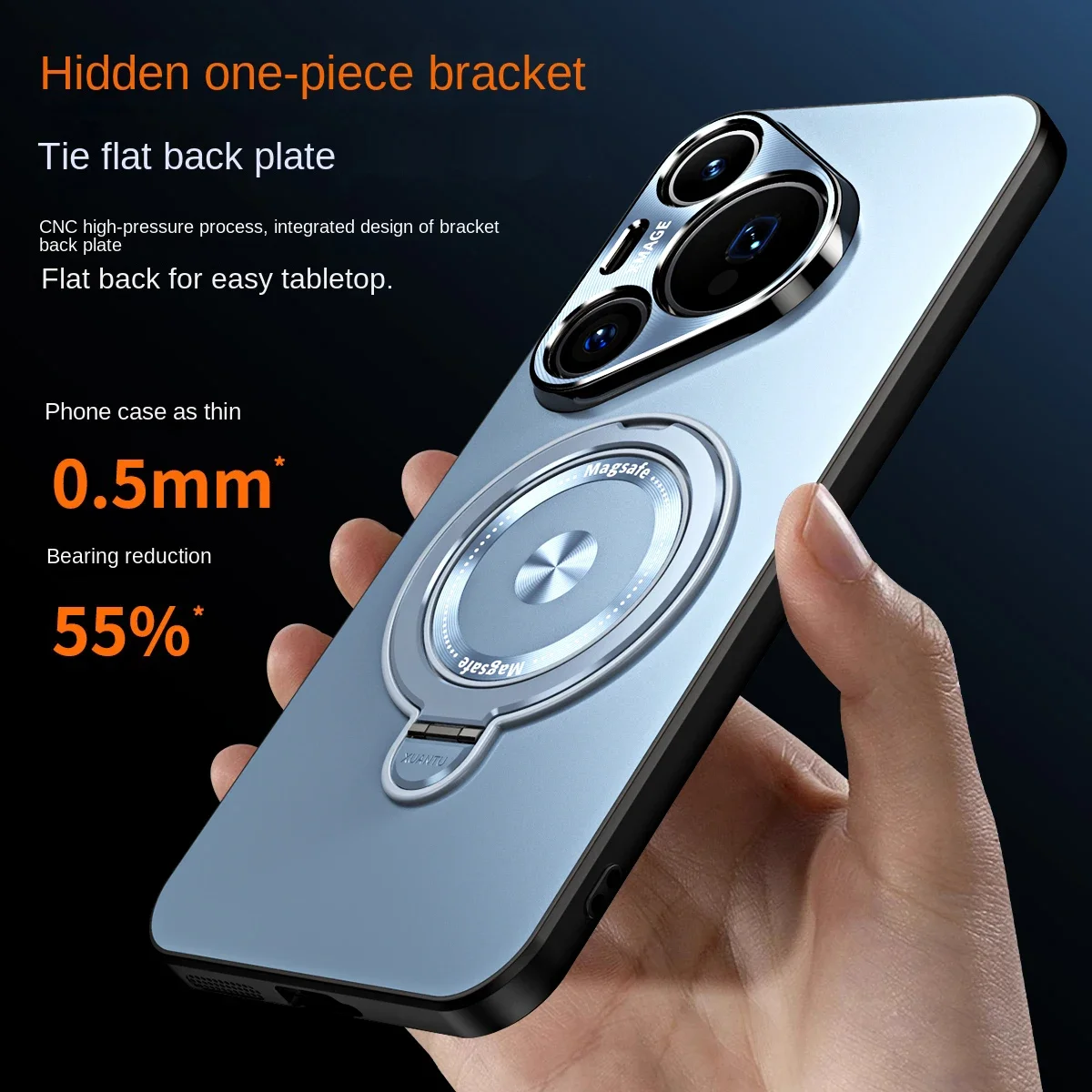 

Phone Case for Huawei Pura 70 Pro Ultra Wireless Charging Metal Holder Bracket Lens Protection Soft Silicone Cover Cases